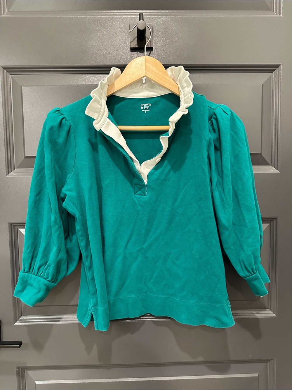 Crown & Ivy Ruffle Polo Shirt